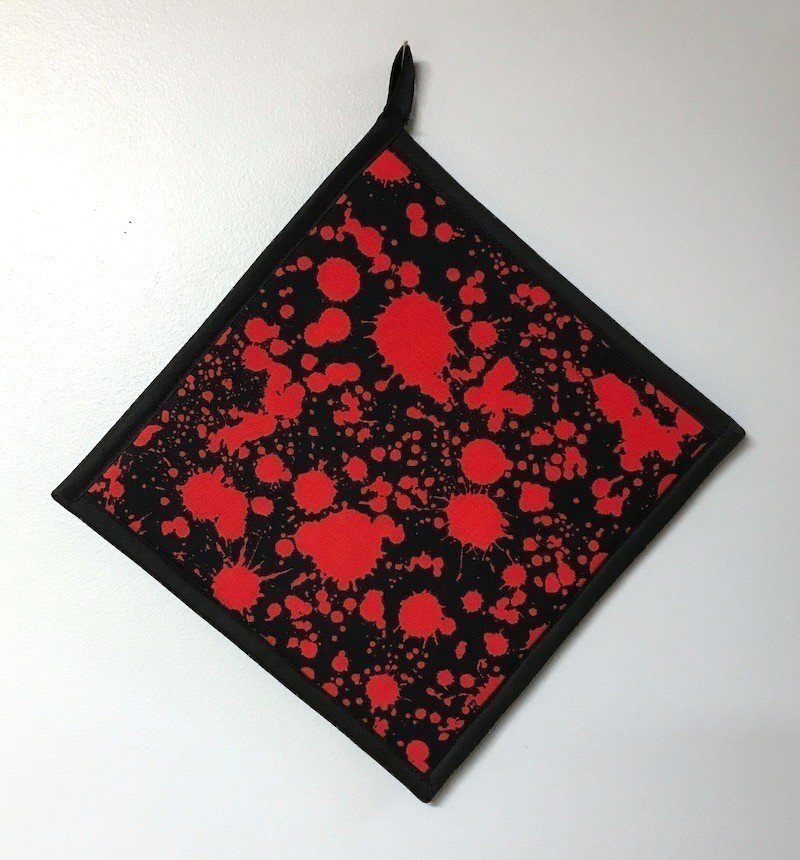 Blood Splatter on Black - Handmade 9x9" Pot Holder