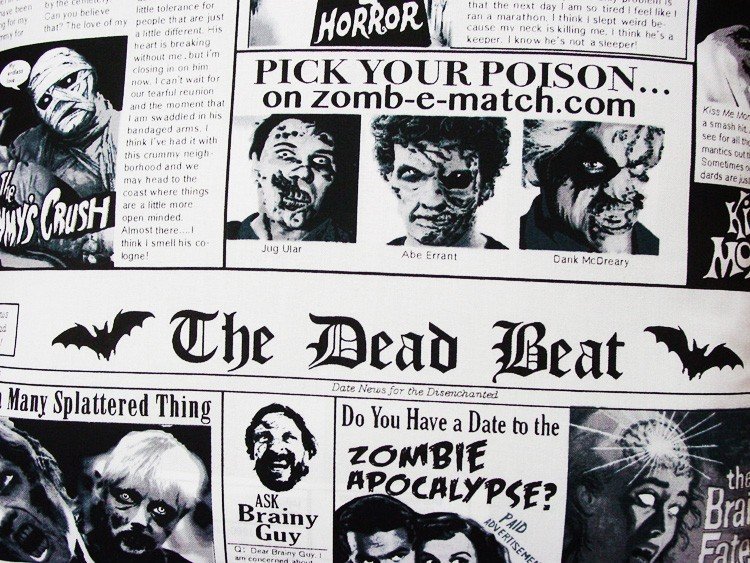 The Dead Beat Newspaper - Large Handmade 16x16" Accent or Throw Pillow