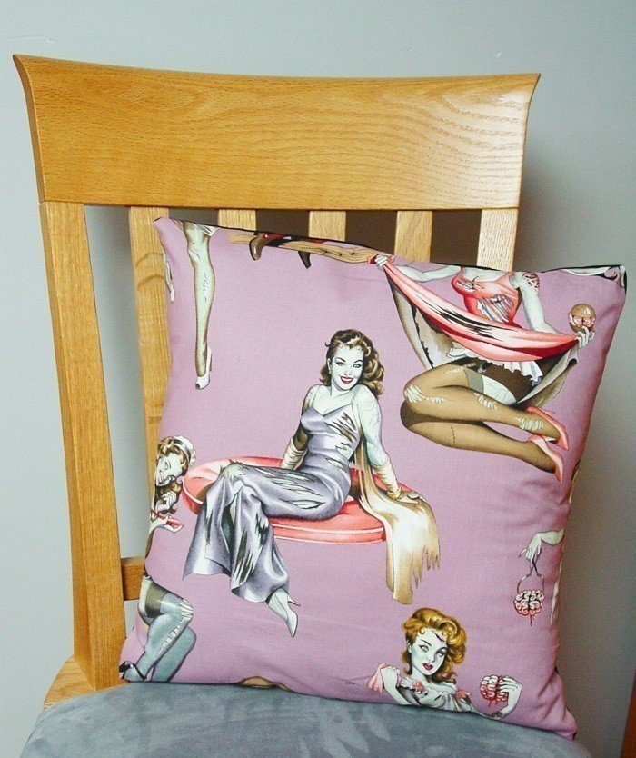 Pin-Up Zombies - Large Handmade 16x16" Accent or Throw Pillow