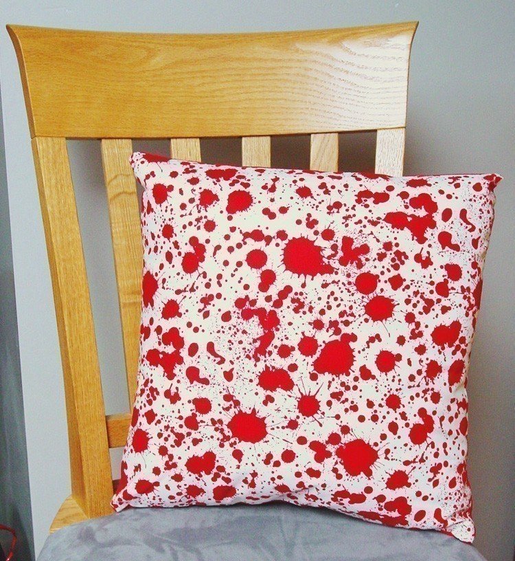 Blood Splatter on White - Large Handmade 16x16" Accent or Throw Pillow