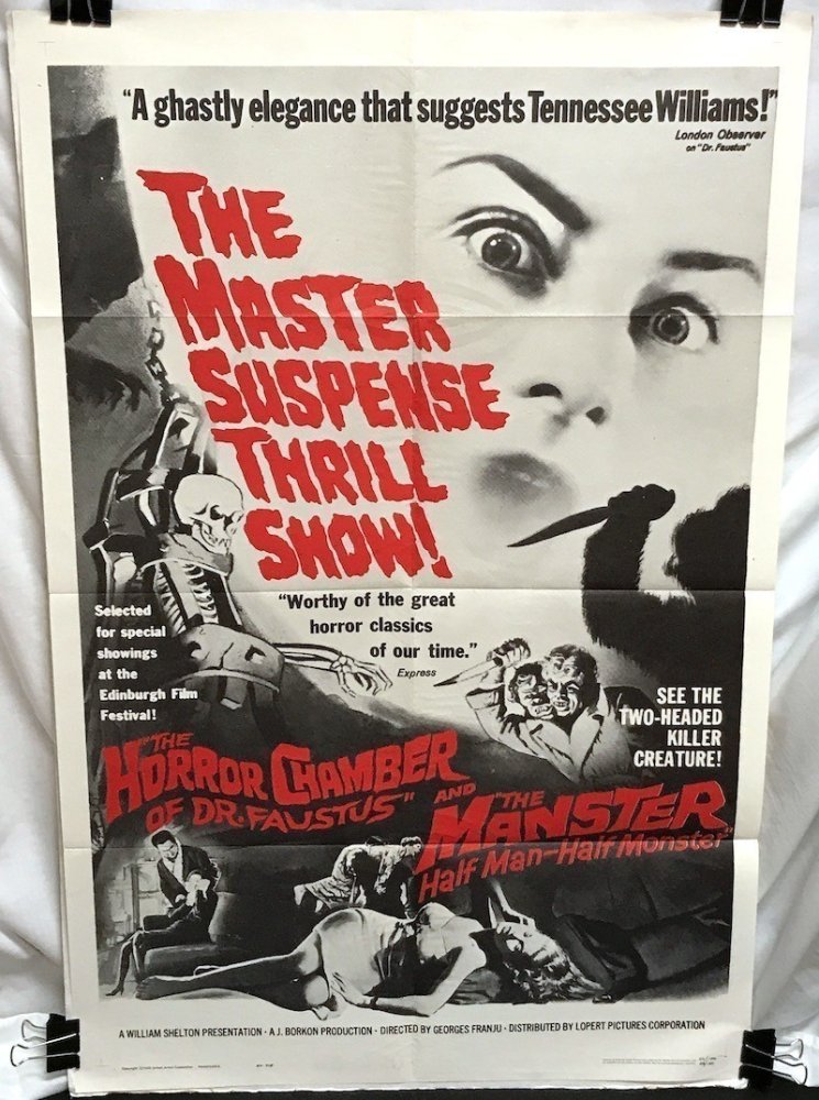 Double Feature Combo Poster: Horror Chamber of Dr. Faustus (1960) & The Manster (1959) , The