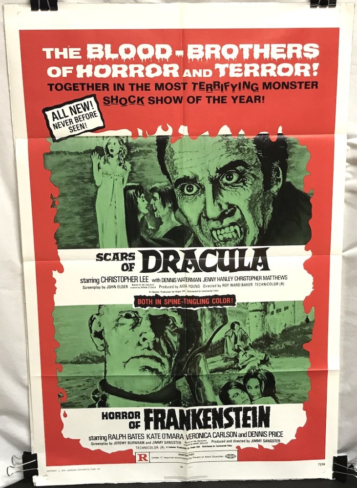Double Feature Combo Poster (1970): Scars of Dracula & Horror of Frankenstein