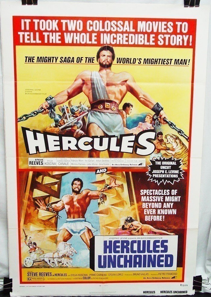 Double Feature Combo Poster: Hercules (1958) & Hercules Unchained (1959)