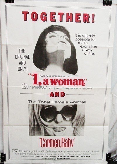 Double Feature Combo Poster: I, A Woman (1965) & Carmen, Baby (1967)