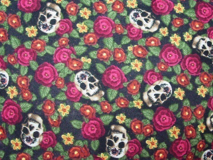 Skulls and Roses - Large Handmade 16x16" Accent or Throw Pillow